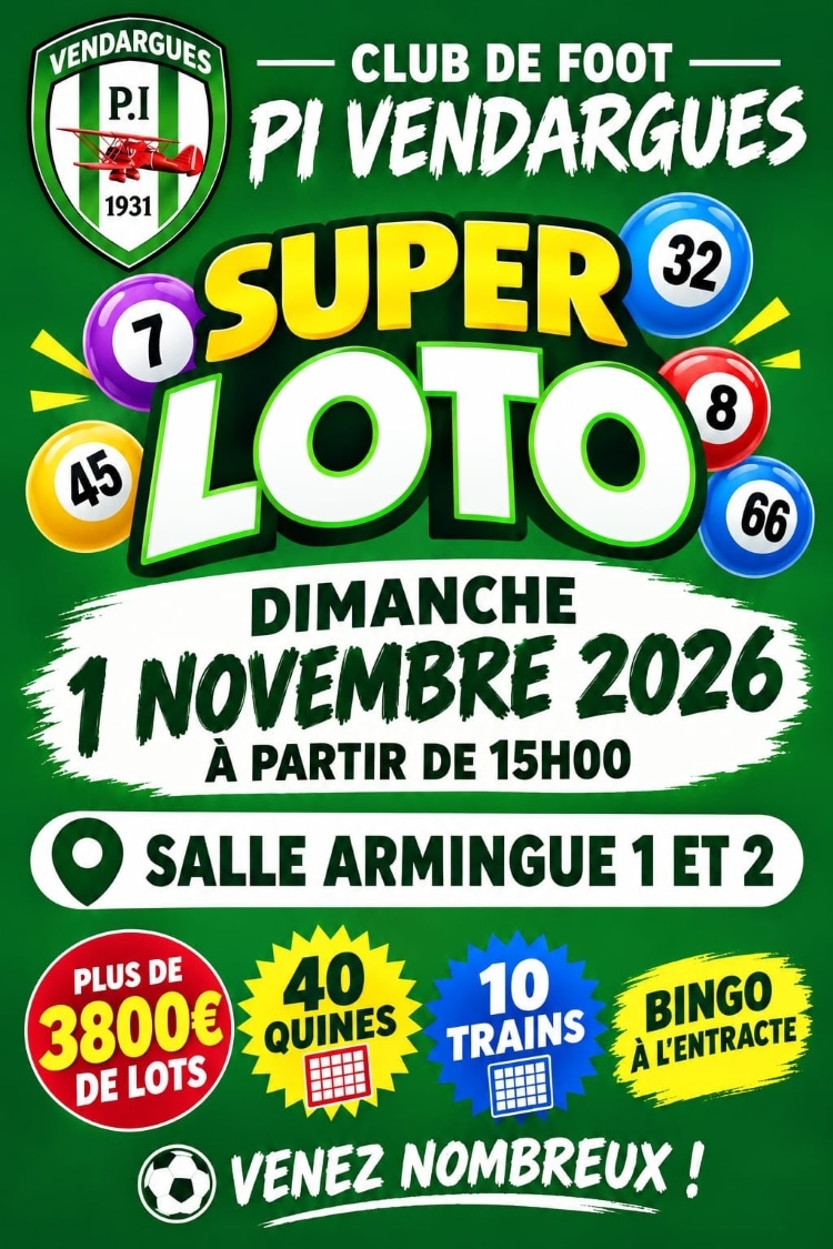 Super Loto du Club de Foot PI Vendargues !
